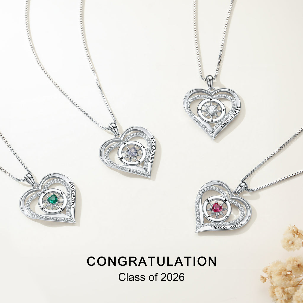 Iefil Graduation Gifts for Her 2026 College, 925 Sterling Silver Rose Heart January Garnet Red Birthstone necklace for women Jewelry, Inspirational Graduation High School Graduate Gift Best Friend
