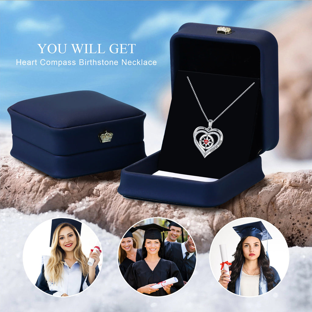 Iefil Graduation Gifts for Her 2026 College, 925 Sterling Silver Rose Heart January Garnet Red Birthstone necklace for women Jewelry, Inspirational Graduation High School Graduate Gift Best Friend