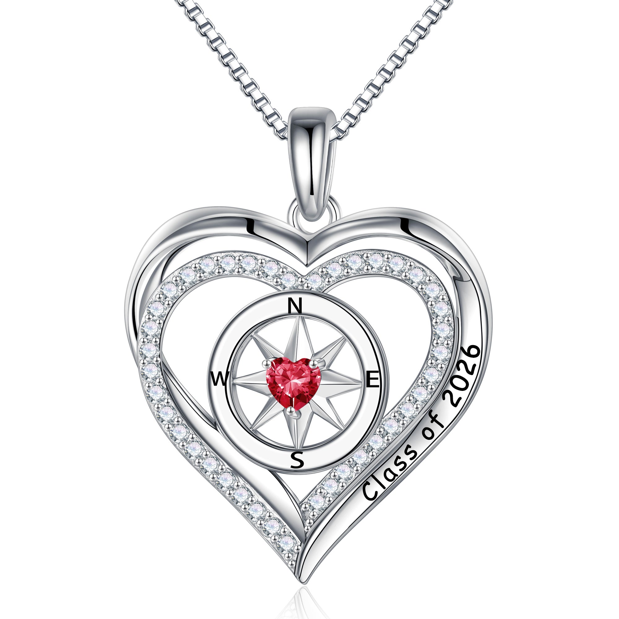 Iefil Graduation Gifts for Her 2026 College, 925 Sterling Silver Rose Heart January Garnet Red Birthstone necklace for women Jewelry, Inspirational Graduation High School Graduate Gift Best Friend