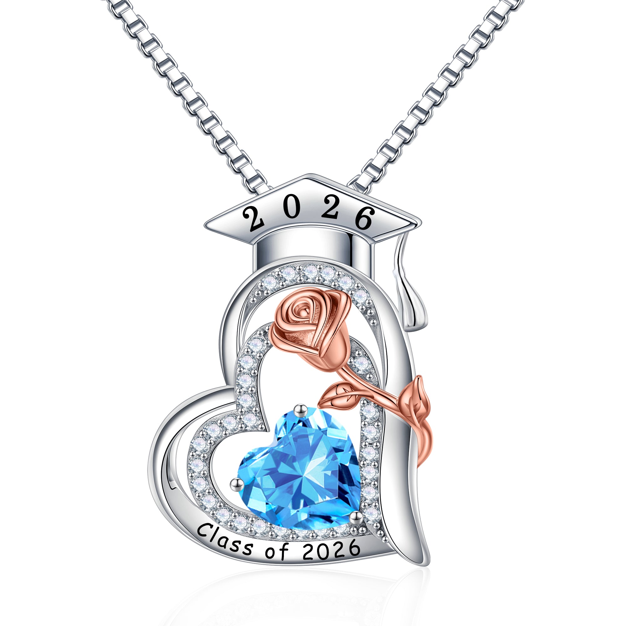 Iefil Graduation Gifts for Her 2026 College, 925 Sterling Silver Rose Heart January Garnet Red Birthstone necklace for women Jewelry, Inspirational Graduation High School Graduate Gift Best Friend