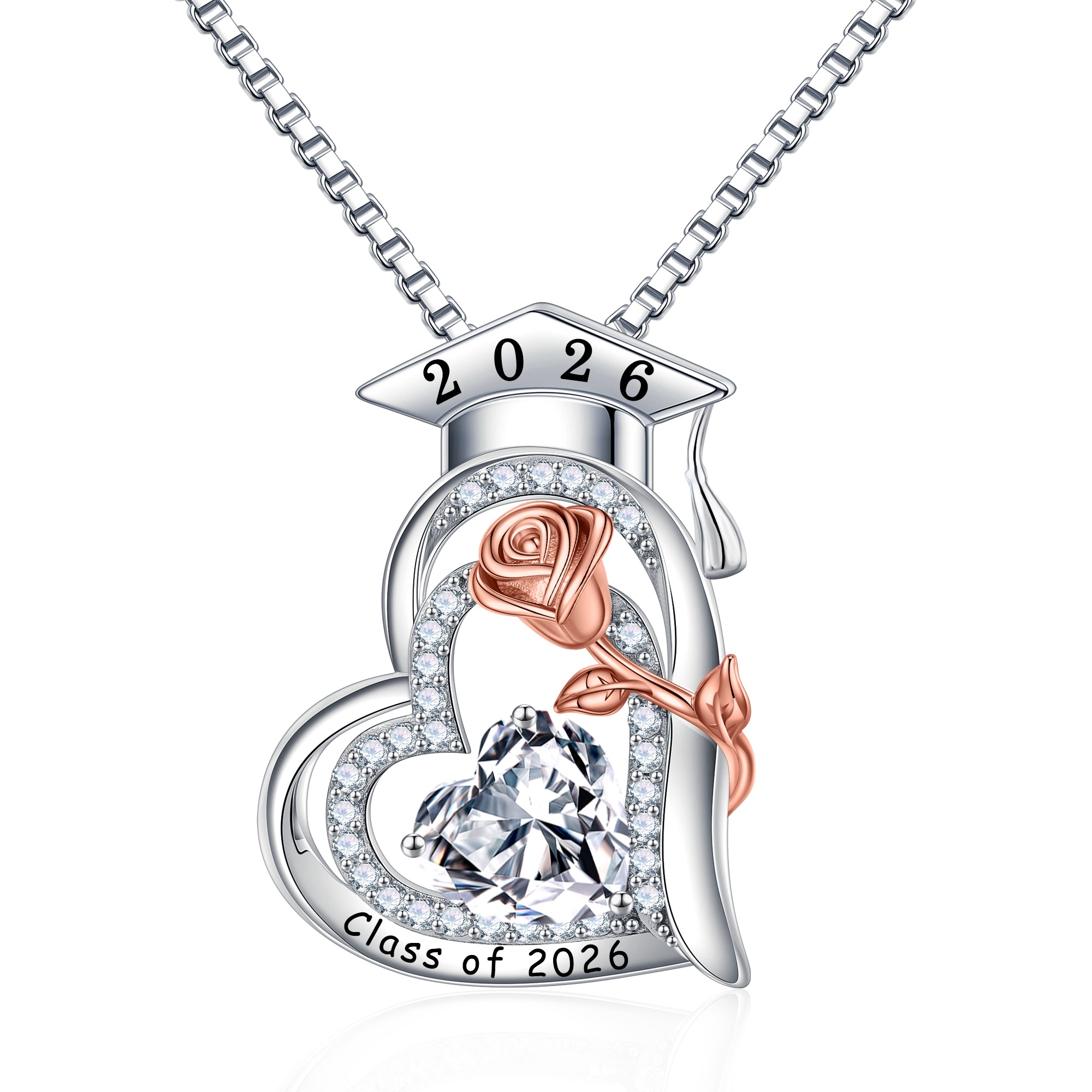 Iefil Graduation Gifts for Her 2026 College, 925 Sterling Silver Rose Heart January Garnet Red Birthstone necklace for women Jewelry, Inspirational Graduation High School Graduate Gift Best Friend