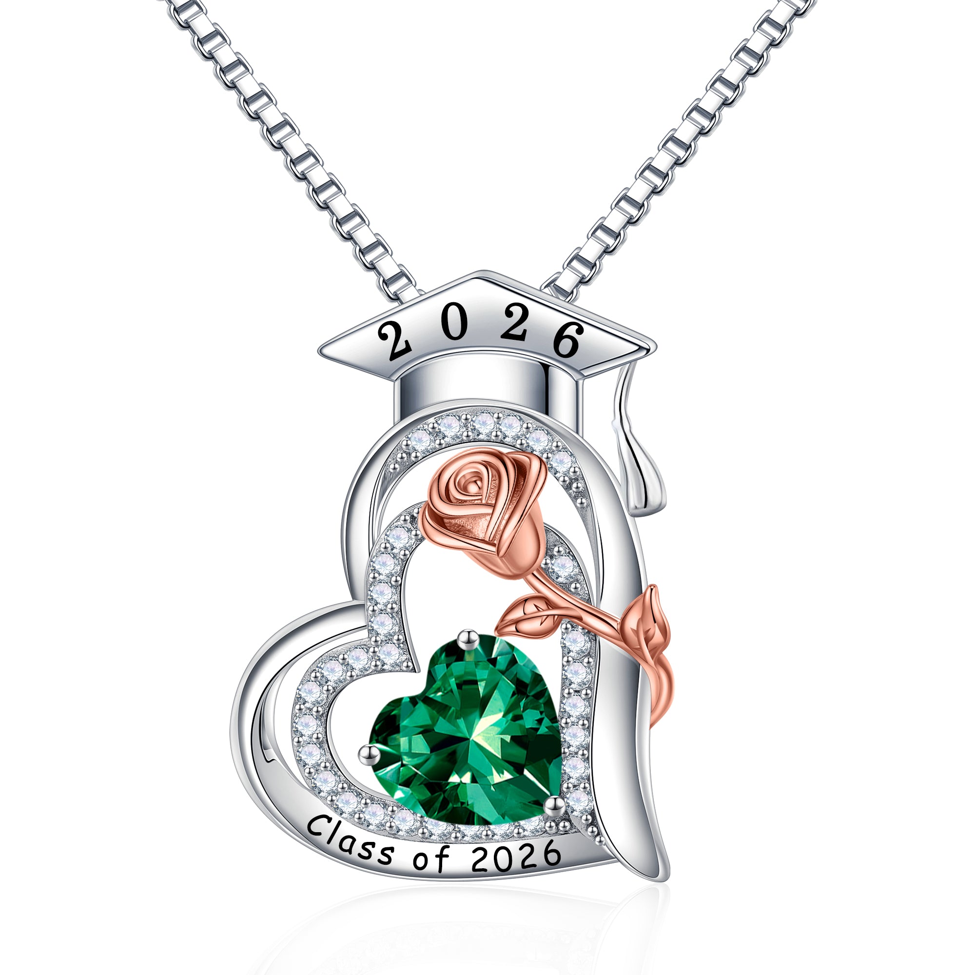 Iefil Graduation Gifts for Her 2026 College, 925 Sterling Silver Rose Heart January Garnet Red Birthstone necklace for women Jewelry, Inspirational Graduation High School Graduate Gift Best Friend
