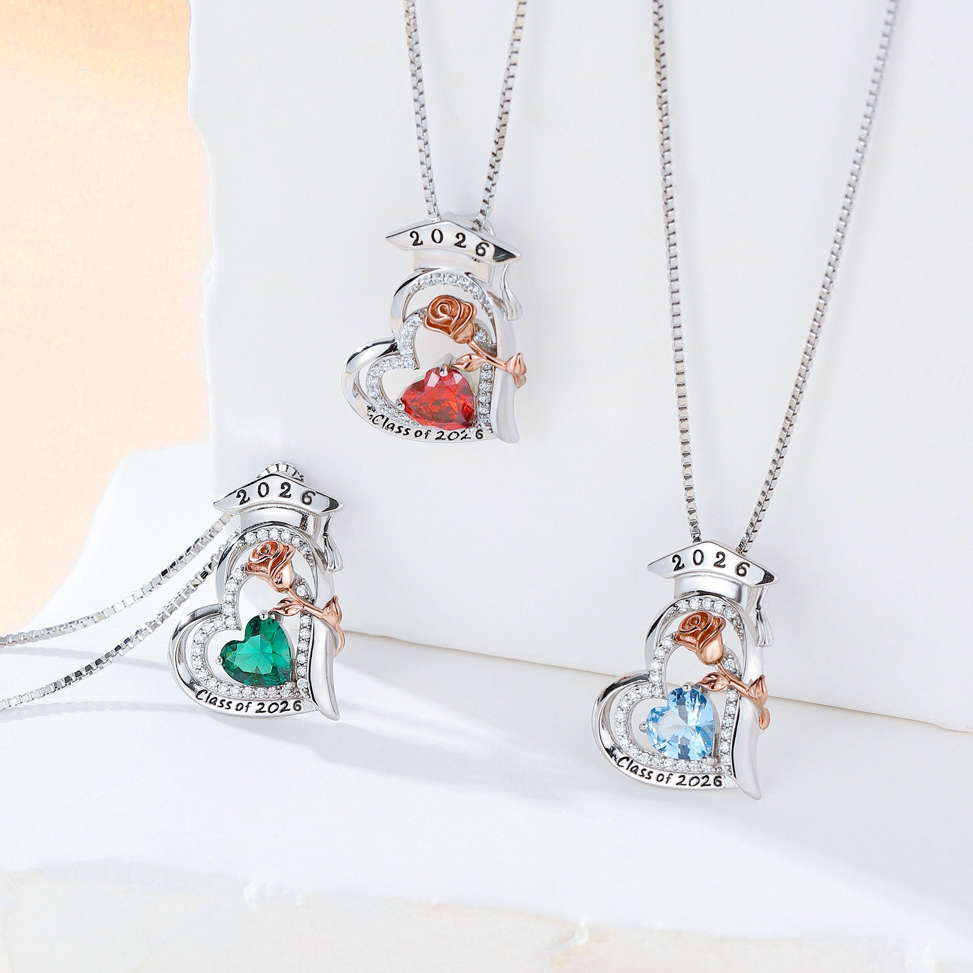 Iefil Graduation Gifts for Her 2026 College, 925 Sterling Silver Rose Heart January Garnet Red Birthstone necklace for women Jewelry, Inspirational Graduation High School Graduate Gift Best Friend