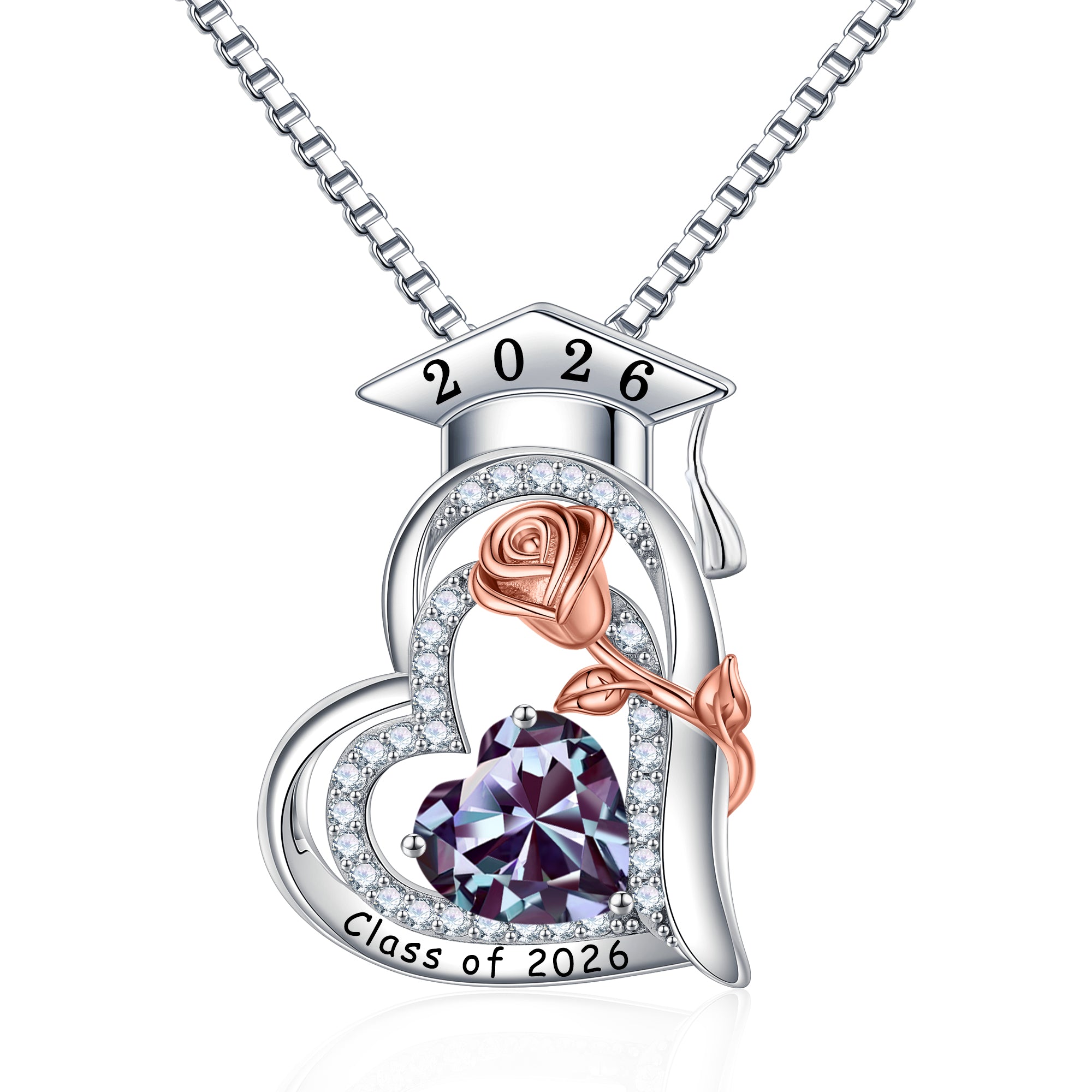 Iefil Graduation Gifts for Her 2026 College, 925 Sterling Silver Rose Heart January Garnet Red Birthstone necklace for women Jewelry, Inspirational Graduation High School Graduate Gift Best Friend