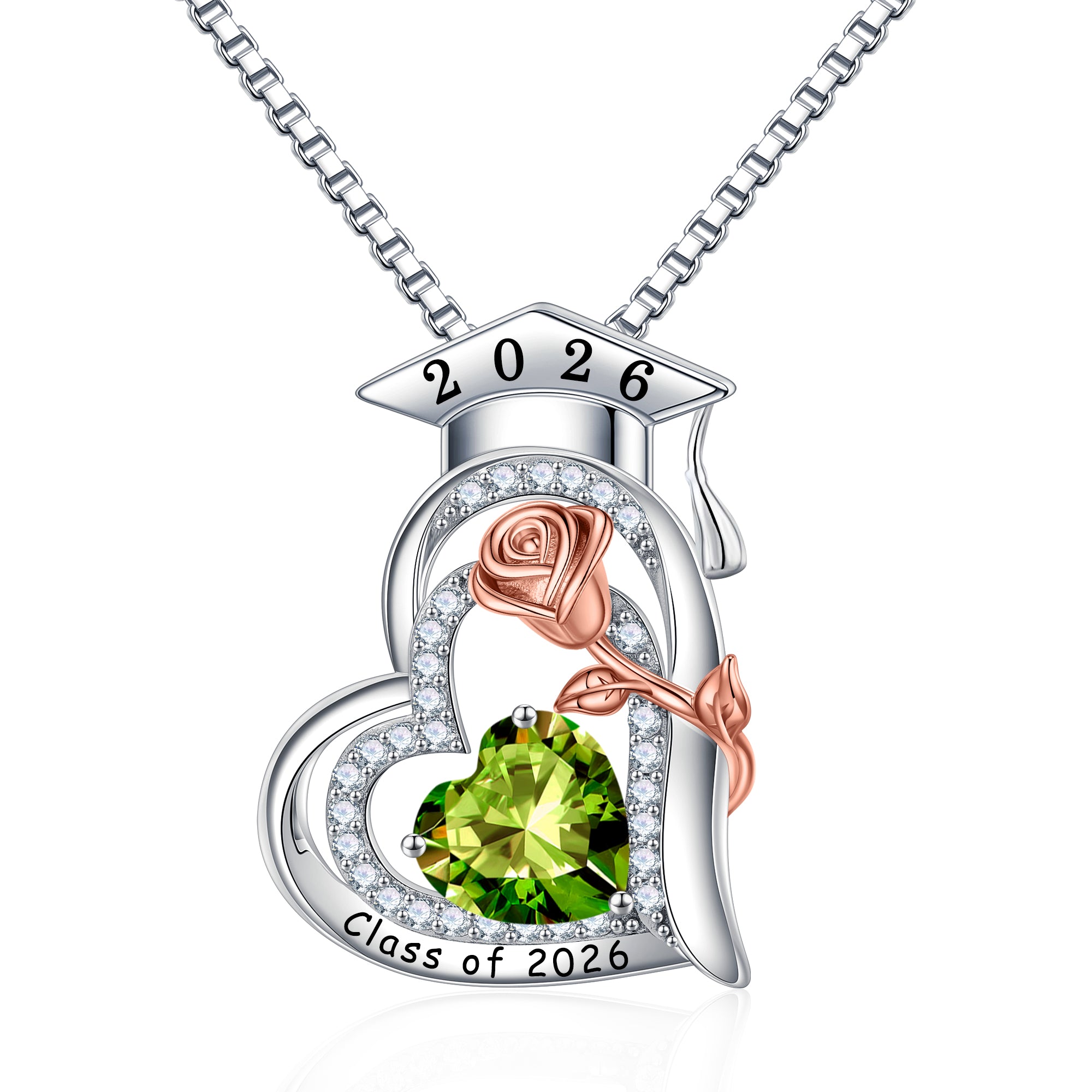 Iefil Graduation Gifts for Her 2026 College, 925 Sterling Silver Rose Heart January Garnet Red Birthstone necklace for women Jewelry, Inspirational Graduation High School Graduate Gift Best Friend