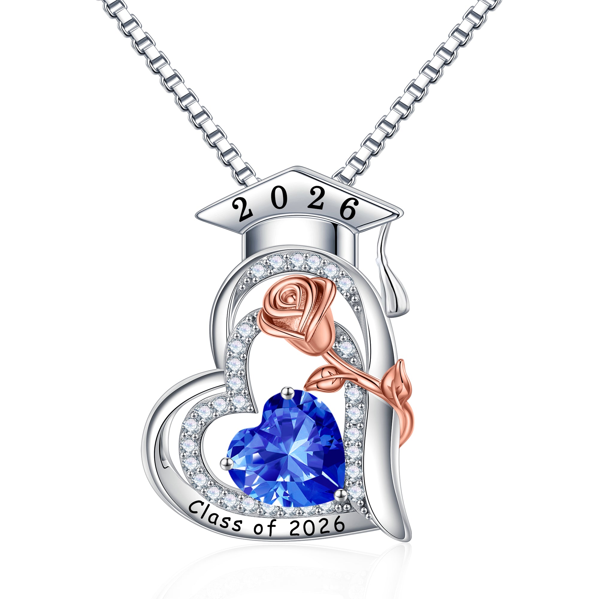 Iefil Graduation Gifts for Her 2026 College, 925 Sterling Silver Rose Heart January Garnet Red Birthstone necklace for women Jewelry, Inspirational Graduation High School Graduate Gift Best Friend