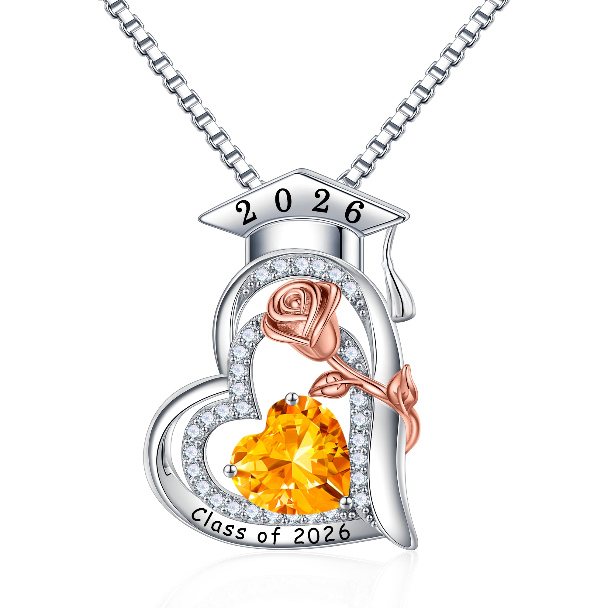 Iefil Graduation Gifts for Her 2026 College, 925 Sterling Silver Rose Heart January Garnet Red Birthstone necklace for women Jewelry, Inspirational Graduation High School Graduate Gift Best Friend
