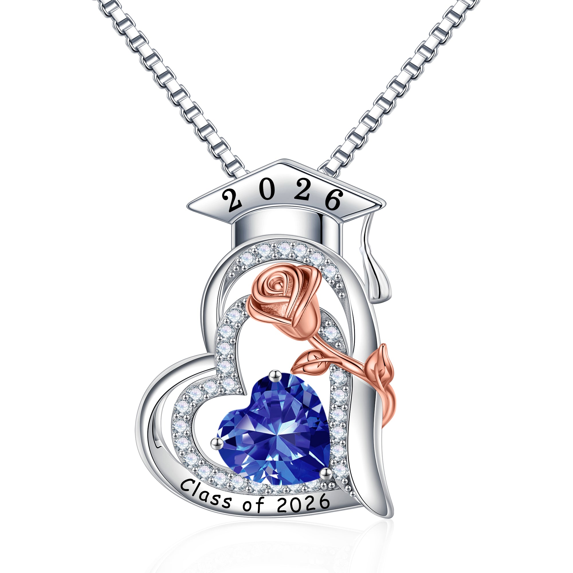 Iefil Graduation Gifts for Her 2026 College, 925 Sterling Silver Rose Heart January Garnet Red Birthstone necklace for women Jewelry, Inspirational Graduation High School Graduate Gift Best Friend