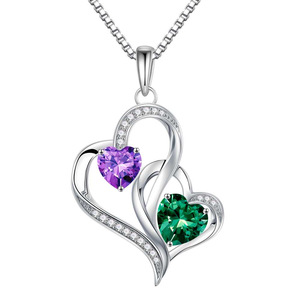 Iefil Mom Necklace - Birthday Gifts for Mom, Birthstone Necklace for Women, Peridot Olive Green Necklaces, Tourmaline Pink Jewelry, August October Birthstone Necklaces