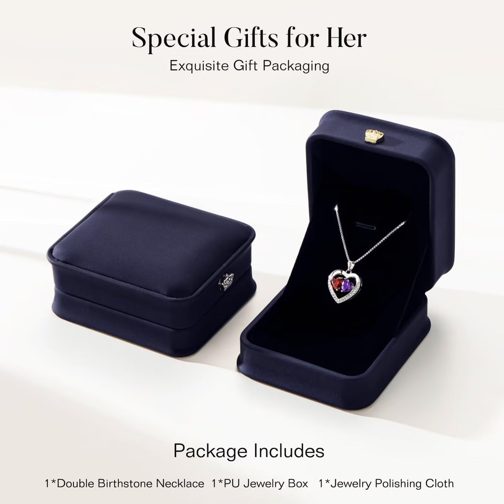 Iefil Jewelry for Women - Birthstone Jewelry for Women,Anniversary Birthday Gifts for Wife Girlfriend Mom | February Amethyst Purple Necklace, September Sapphire Royal Blue Necklace