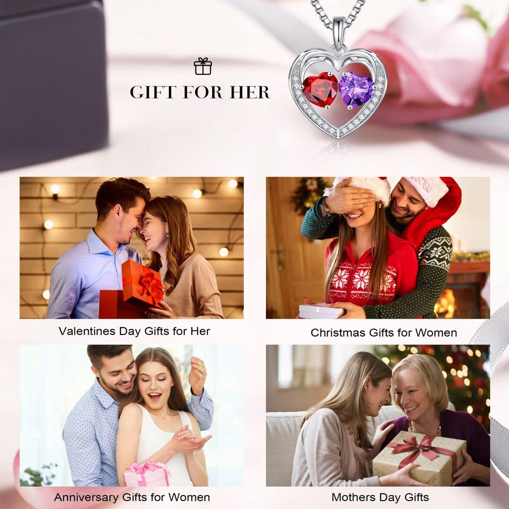 Iefil Jewelry for Women - Birthstone Jewelry for Women,Anniversary Birthday Gifts for Wife Girlfriend Mom | February Amethyst Purple Necklace, September Sapphire Royal Blue Necklace