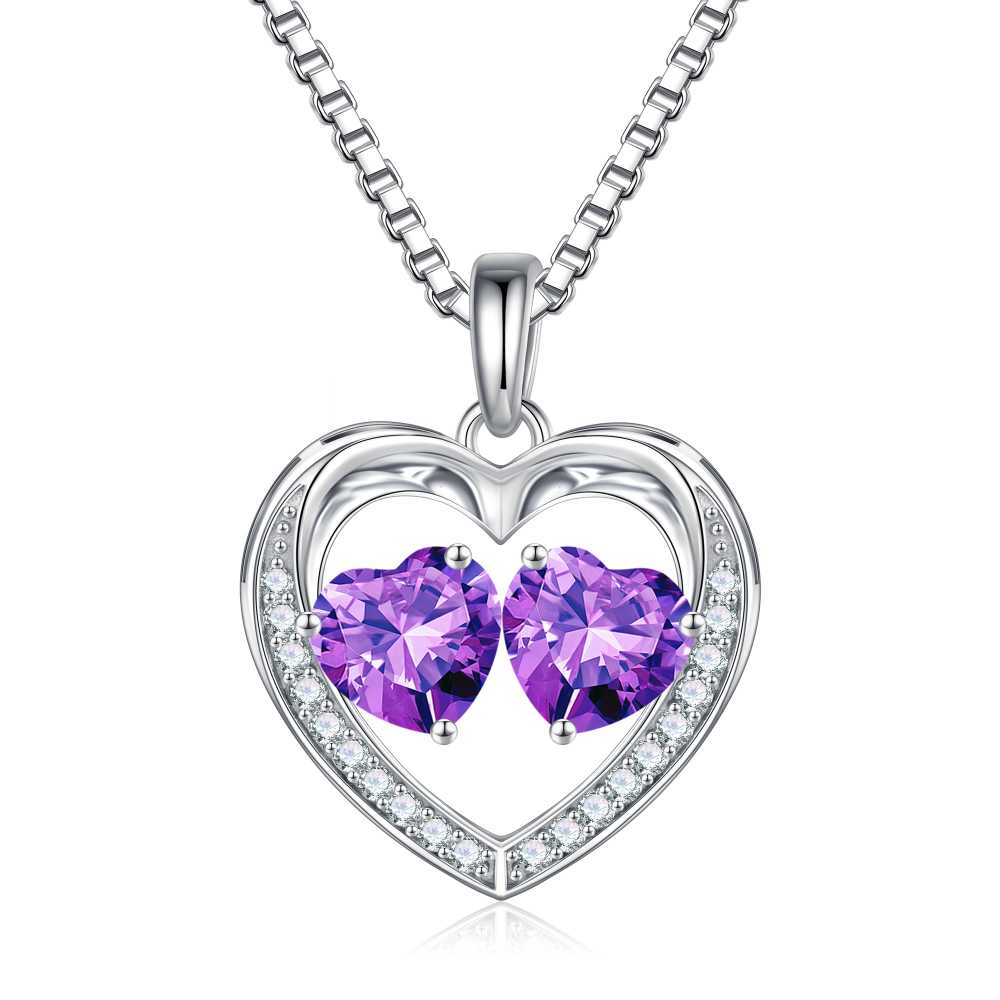 Iefil Jewelry for Women - Birthstone Jewelry for Women,Anniversary Birthday Gifts for Wife Girlfriend Mom | February Amethyst Purple Necklace, September Sapphire Royal Blue Necklace