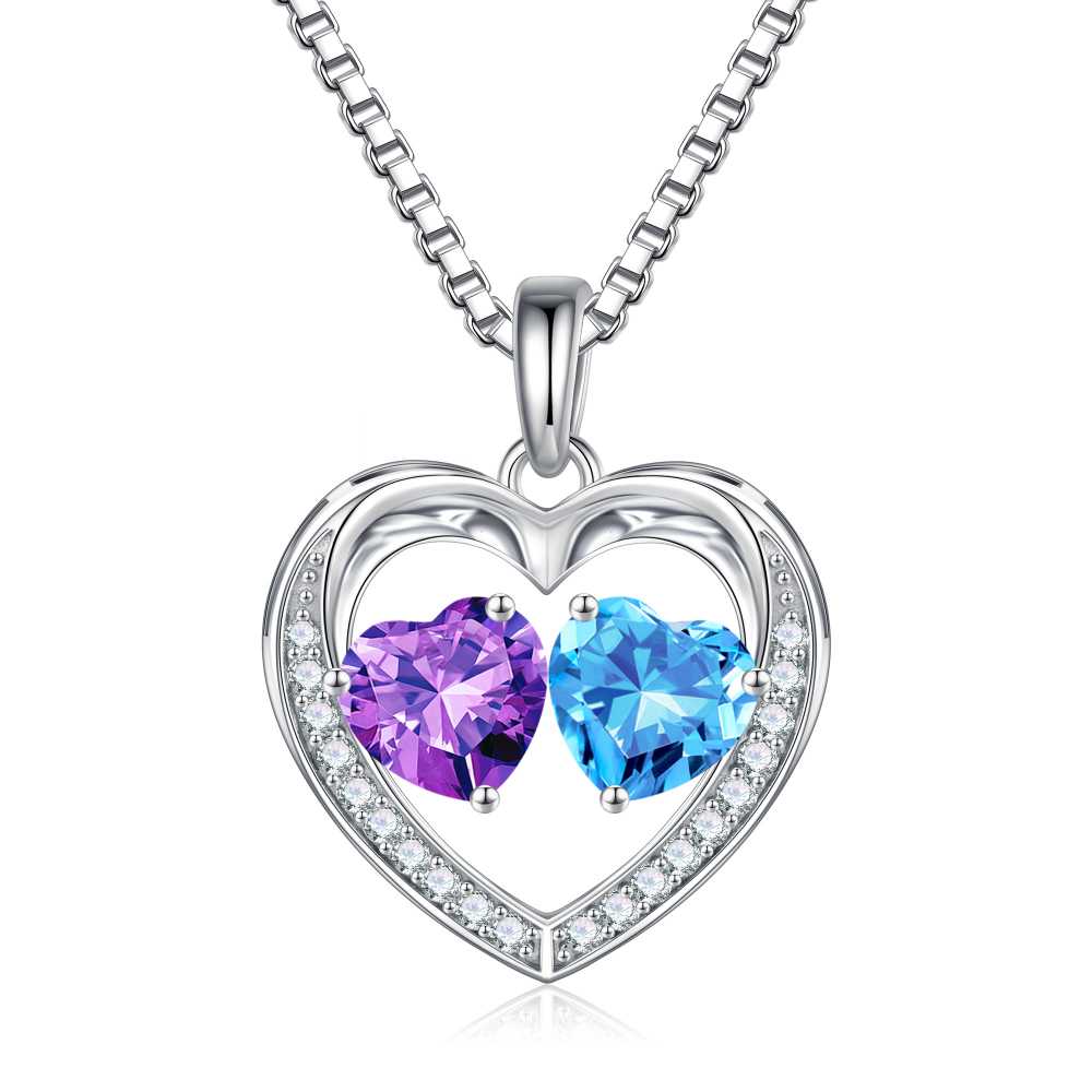 Iefil Jewelry for Women - Birthstone Jewelry for Women,Anniversary Birthday Gifts for Wife Girlfriend Mom | February Amethyst Purple Necklace, September Sapphire Royal Blue Necklace