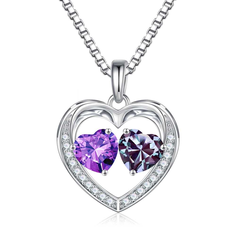 Iefil Jewelry for Women - Birthstone Jewelry for Women,Anniversary Birthday Gifts for Wife Girlfriend Mom | February Amethyst Purple Necklace, September Sapphire Royal Blue Necklace