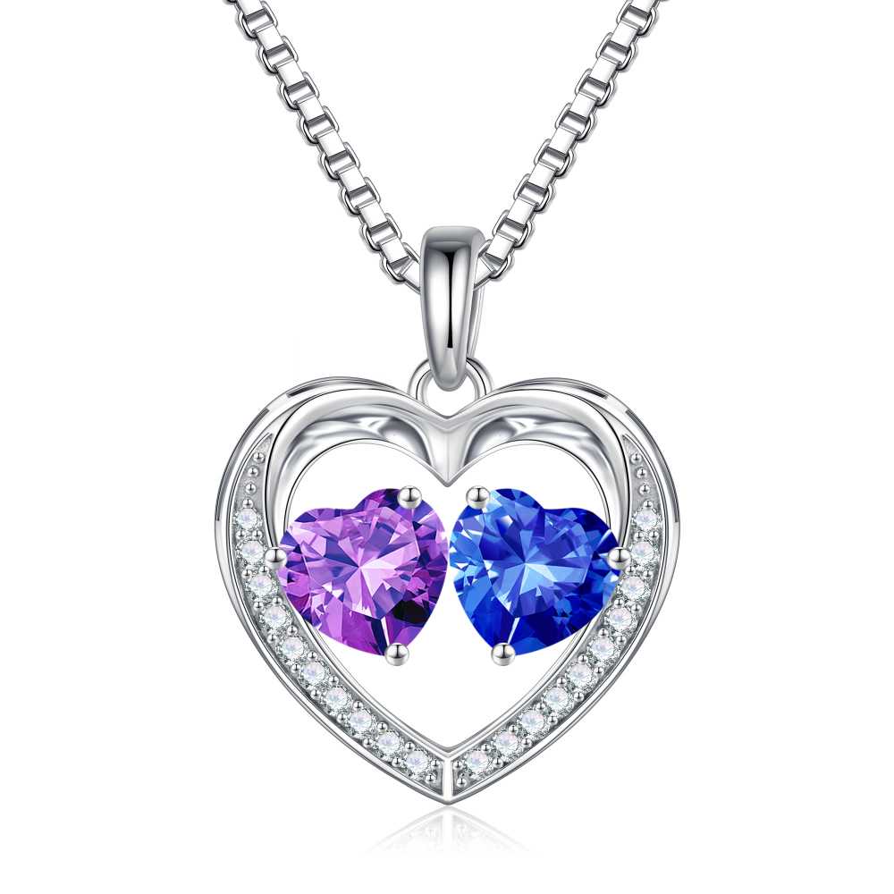 Iefil Jewelry for Women - Birthstone Jewelry for Women,Anniversary Birthday Gifts for Wife Girlfriend Mom | February Amethyst Purple Necklace, September Sapphire Royal Blue Necklace