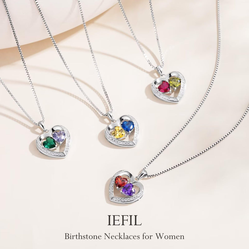 Iefil Jewelry for Women - Birthstone Jewelry for Women,Anniversary Birthday Gifts for Wife Girlfriend Mom | February Amethyst Purple Necklace, September Sapphire Royal Blue Necklace