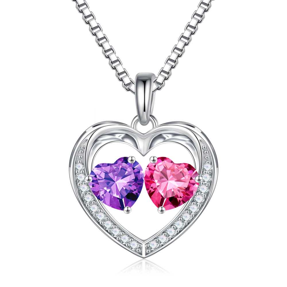 Iefil Jewelry for Women - Birthstone Jewelry for Women,Anniversary Birthday Gifts for Wife Girlfriend Mom | February Amethyst Purple Necklace, September Sapphire Royal Blue Necklace