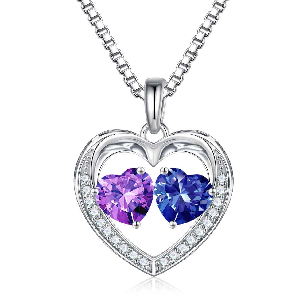 Iefil Jewelry for Women - Birthstone Jewelry for Women,Anniversary Birthday Gifts for Wife Girlfriend Mom | February Amethyst Purple Necklace, September Sapphire Royal Blue Necklace