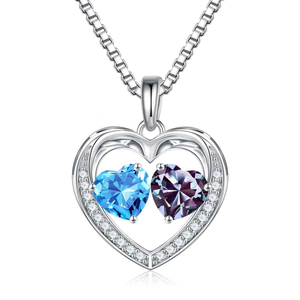 Iefil Jewelry for Women - Birthstone Jewelry for Women,Anniversary Birthday Gifts for Wife Girlfriend Mom | February Amethyst Purple Necklace, September Sapphire Royal Blue Necklace