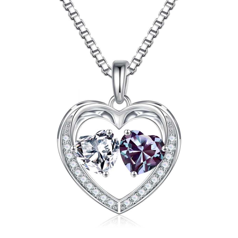 Iefil Jewelry for Women - Birthstone Jewelry for Women,Anniversary Birthday Gifts for Wife Girlfriend Mom | February Amethyst Purple Necklace, September Sapphire Royal Blue Necklace