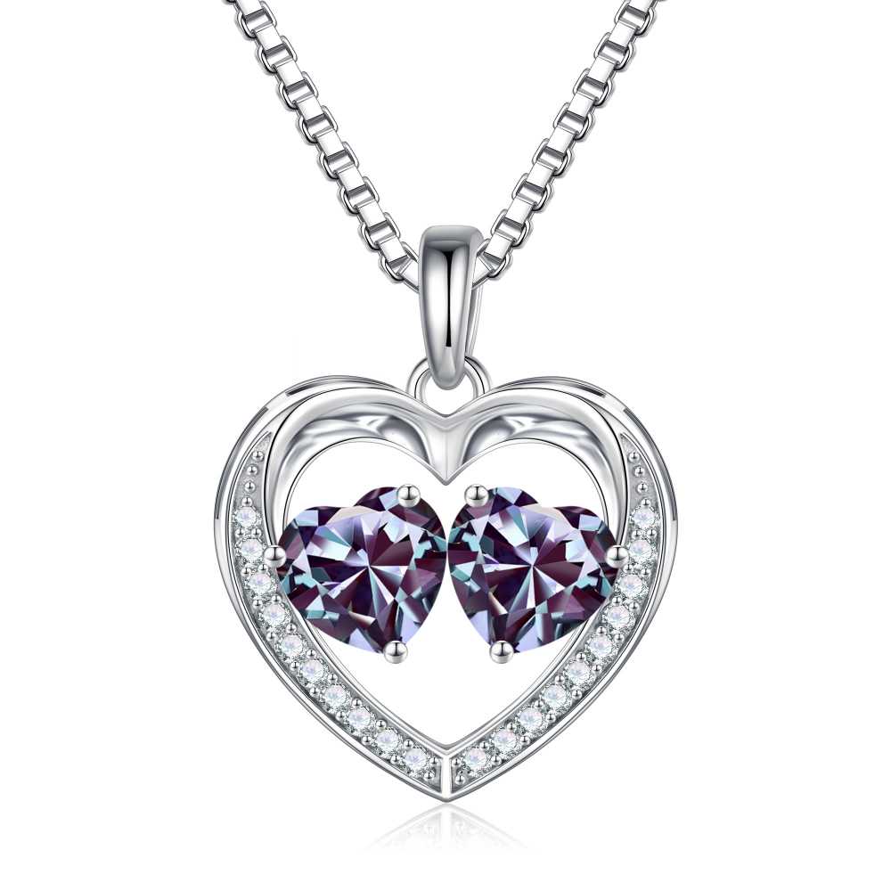 Iefil Jewelry for Women - Birthstone Jewelry for Women,Anniversary Birthday Gifts for Wife Girlfriend Mom | February Amethyst Purple Necklace, September Sapphire Royal Blue Necklace