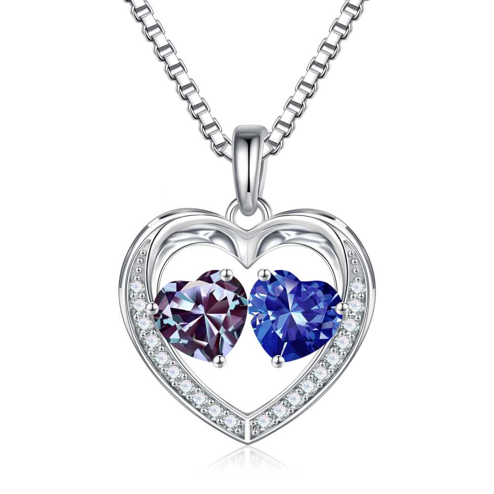 Iefil Jewelry for Women - Birthstone Jewelry for Women,Anniversary Birthday Gifts for Wife Girlfriend Mom | February Amethyst Purple Necklace, September Sapphire Royal Blue Necklace