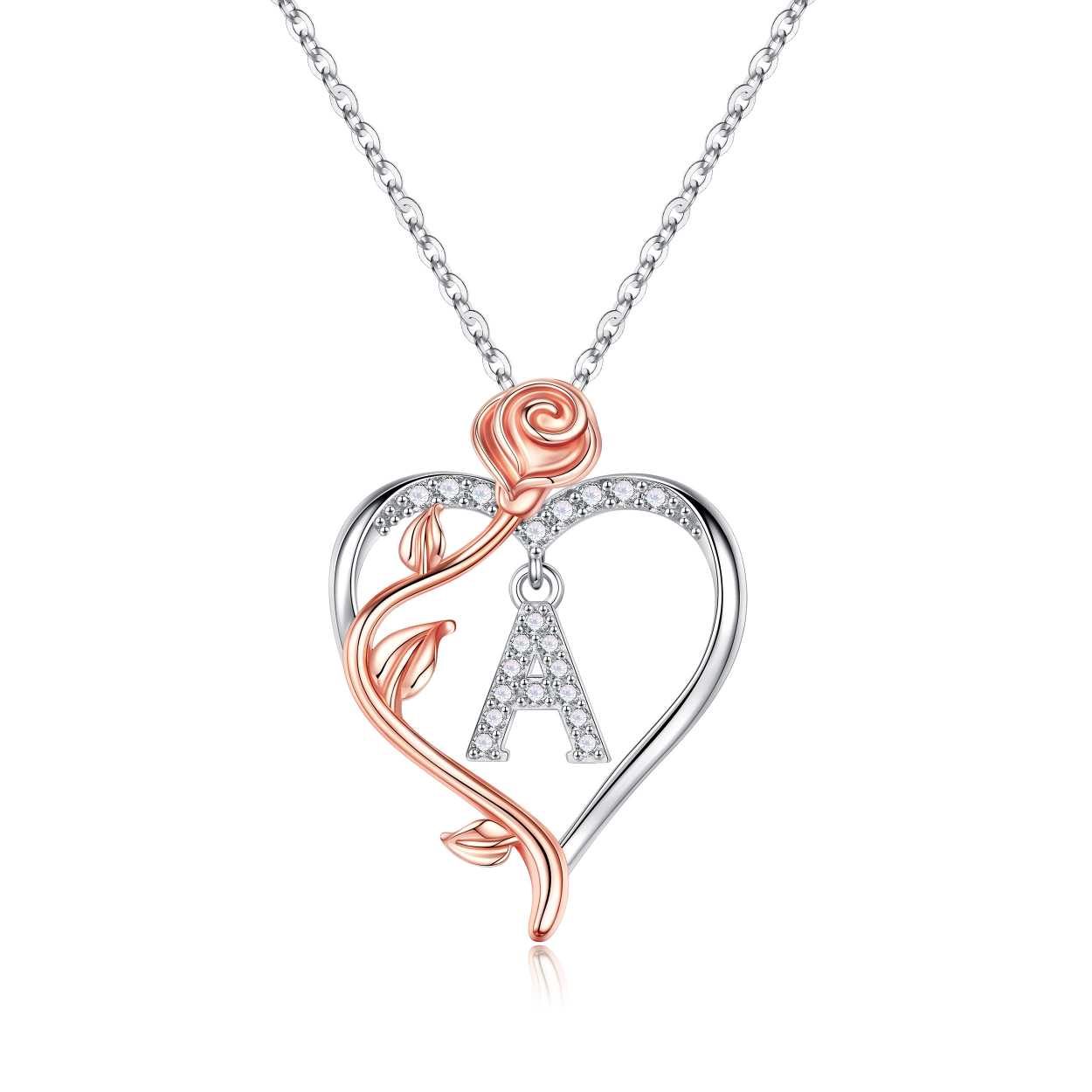 Iefil Gifts for Girlfriend - Girlfriend Birthday Gifts, Mothers Day Gifts | Sterling Silver Rose Heart Necklaces for Women, Initial G