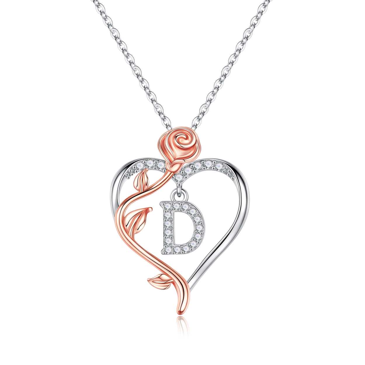 Iefil Gifts for Girlfriend - Girlfriend Birthday Gifts, Mothers Day Gifts | Sterling Silver Rose Heart Necklaces for Women, Initial G