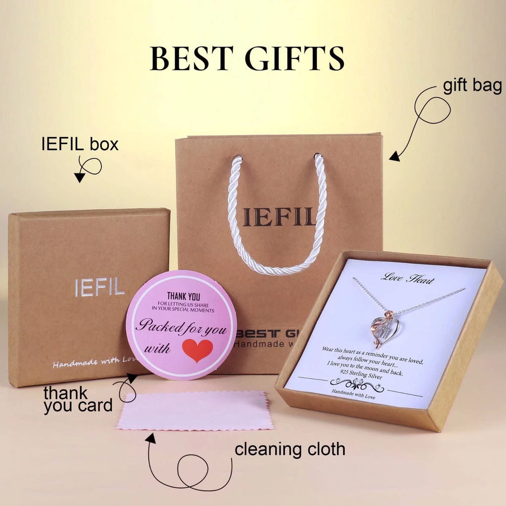 Iefil Gifts for Girlfriend - Girlfriend Birthday Gifts, Mothers Day Gifts | Sterling Silver Rose Heart Necklaces for Women, Initial G