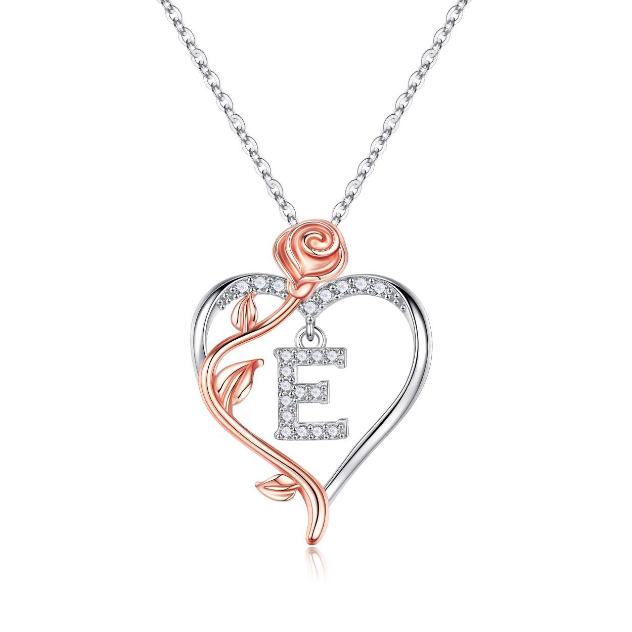 Iefil Gifts for Girlfriend - Girlfriend Birthday Gifts, Mothers Day Gifts | Sterling Silver Rose Heart Necklaces for Women, Initial G