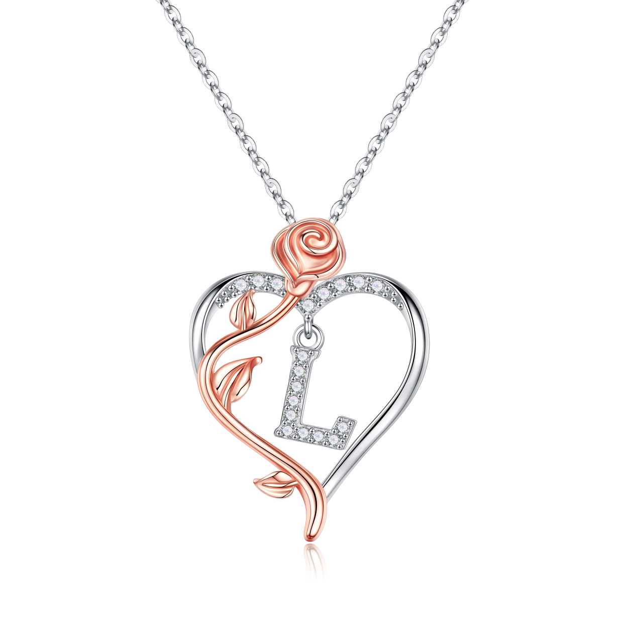 Iefil Gifts for Girlfriend - Girlfriend Birthday Gifts, Mothers Day Gifts | Sterling Silver Rose Heart Necklaces for Women, Initial G