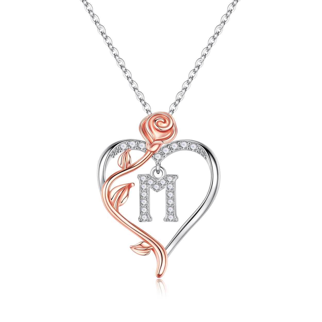 Iefil Gifts for Girlfriend - Girlfriend Birthday Gifts, Mothers Day Gifts | Sterling Silver Rose Heart Necklaces for Women, Initial G