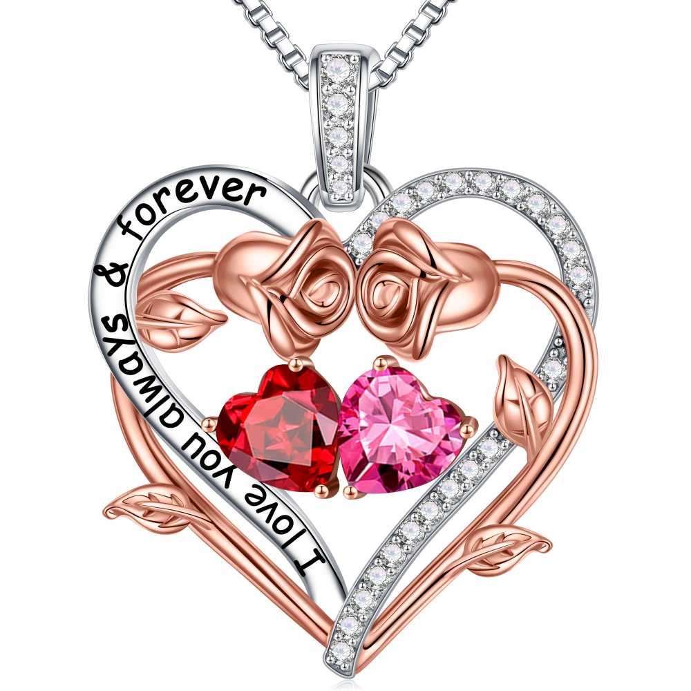 Iefil August October Birthstone Necklace Birthday Gifts for Mom Grandma, Anniversary Birthday Gift for Her Birthstone Jewelry Peridot Necklace Pink Sapphire Necklaces