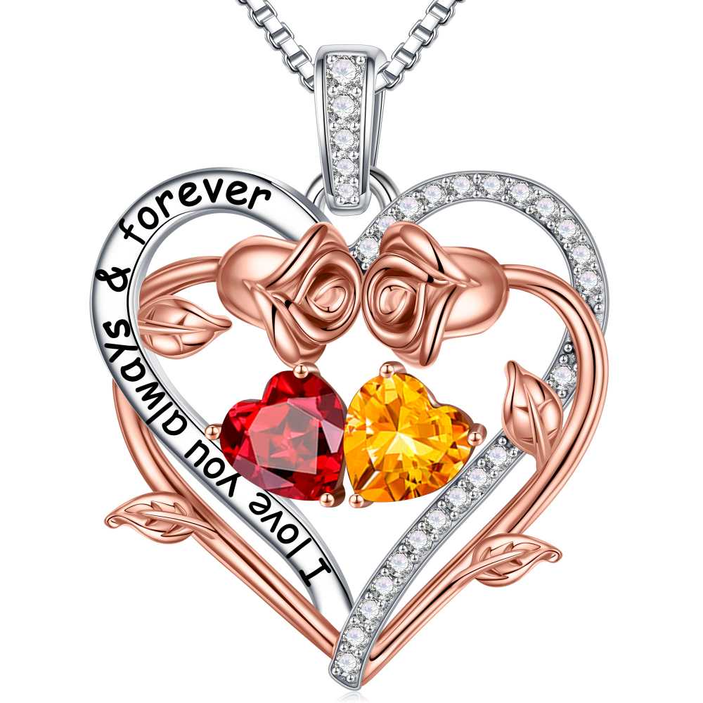 Iefil August October Birthstone Necklace Birthday Gifts for Mom Grandma, Anniversary Birthday Gift for Her Birthstone Jewelry Peridot Necklace Pink Sapphire Necklaces