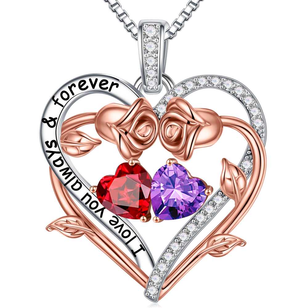 Iefil August October Birthstone Necklace Birthday Gifts for Mom Grandma, Anniversary Birthday Gift for Her Birthstone Jewelry Peridot Necklace Pink Sapphire Necklaces