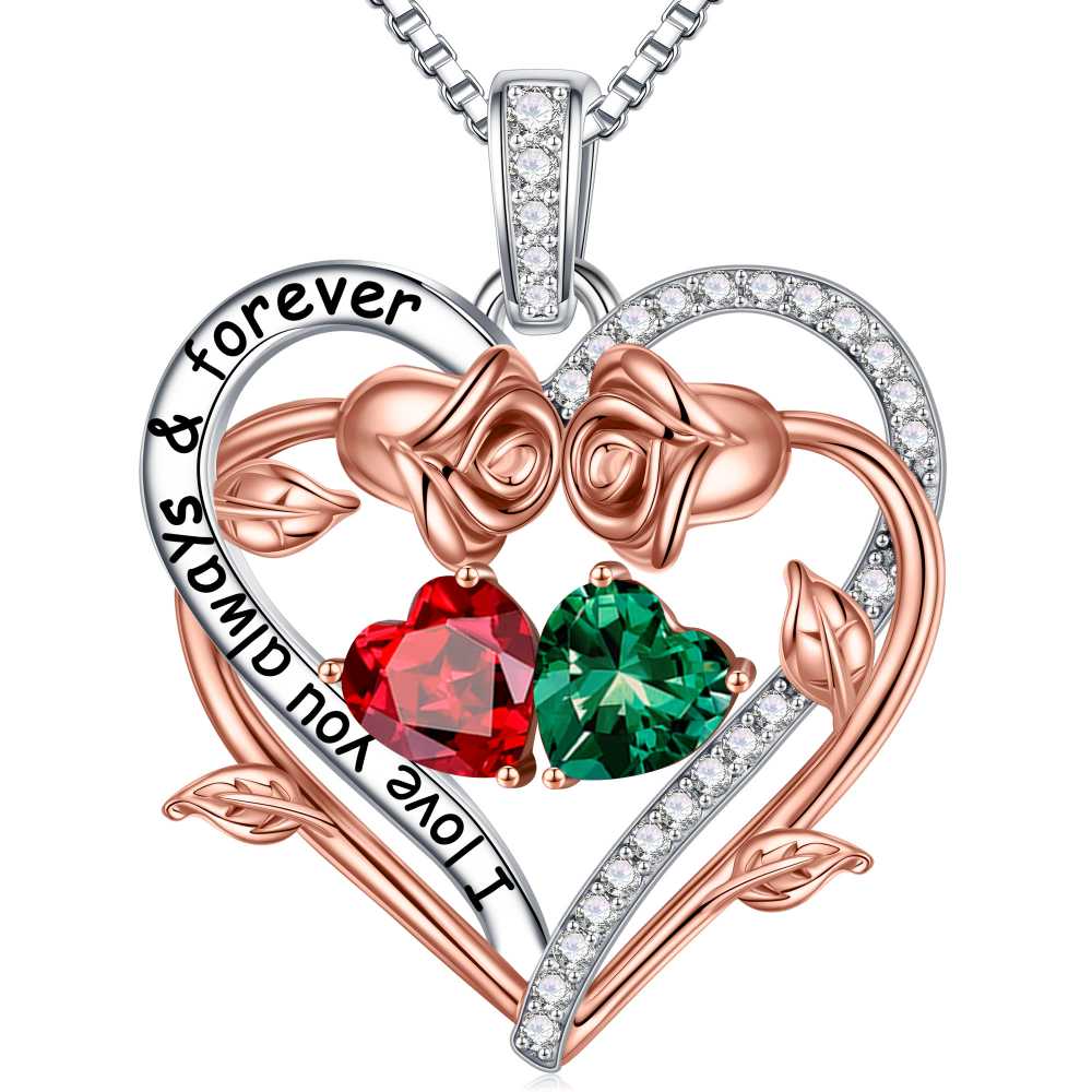 Iefil August October Birthstone Necklace Birthday Gifts for Mom Grandma, Anniversary Birthday Gift for Her Birthstone Jewelry Peridot Necklace Pink Sapphire Necklaces