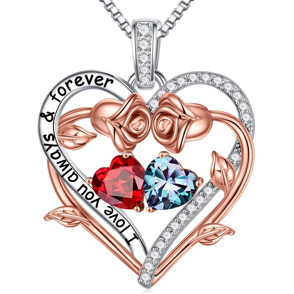 Iefil August October Birthstone Necklace Birthday Gifts for Mom Grandma, Anniversary Birthday Gift for Her Birthstone Jewelry Peridot Necklace Pink Sapphire Necklaces