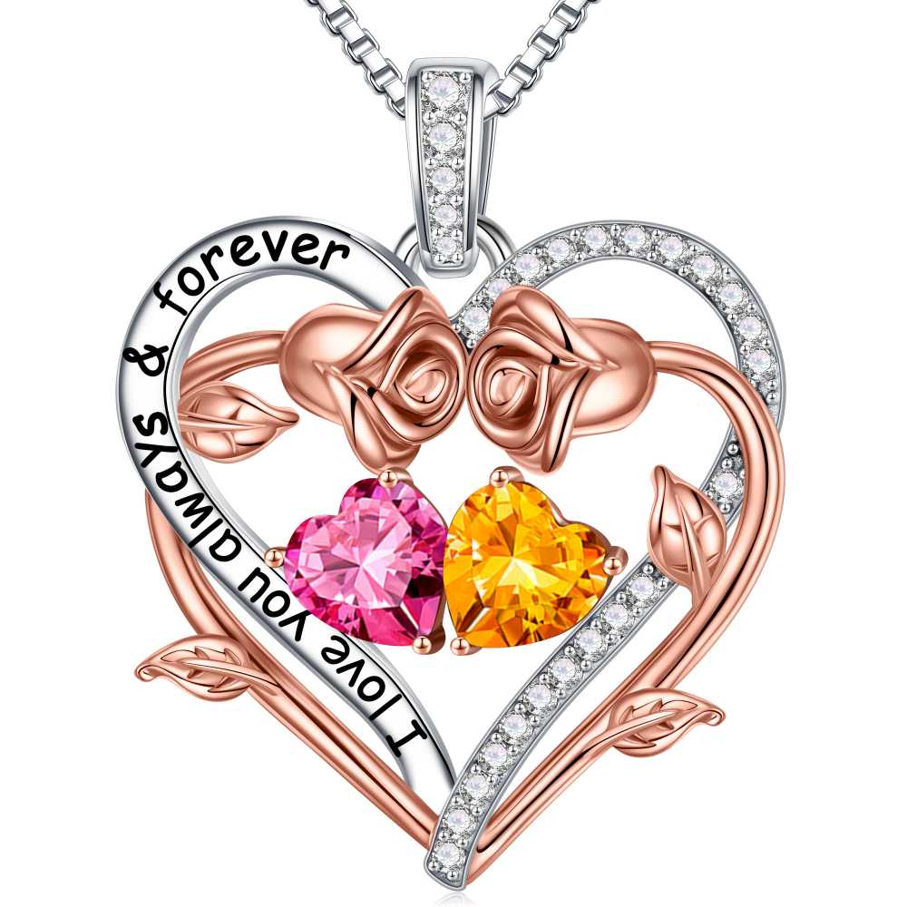 Iefil August October Birthstone Necklace Birthday Gifts for Mom Grandma, Anniversary Birthday Gift for Her Birthstone Jewelry Peridot Necklace Pink Sapphire Necklaces