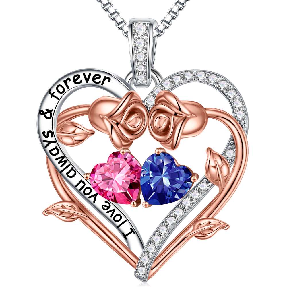 Iefil August October Birthstone Necklace Birthday Gifts for Mom Grandma, Anniversary Birthday Gift for Her Birthstone Jewelry Peridot Necklace Pink Sapphire Necklaces