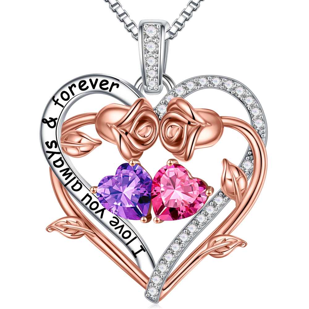 Iefil August October Birthstone Necklace Birthday Gifts for Mom Grandma, Anniversary Birthday Gift for Her Birthstone Jewelry Peridot Necklace Pink Sapphire Necklaces