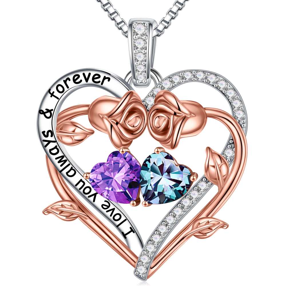 Iefil August October Birthstone Necklace Birthday Gifts for Mom Grandma, Anniversary Birthday Gift for Her Birthstone Jewelry Peridot Necklace Pink Sapphire Necklaces