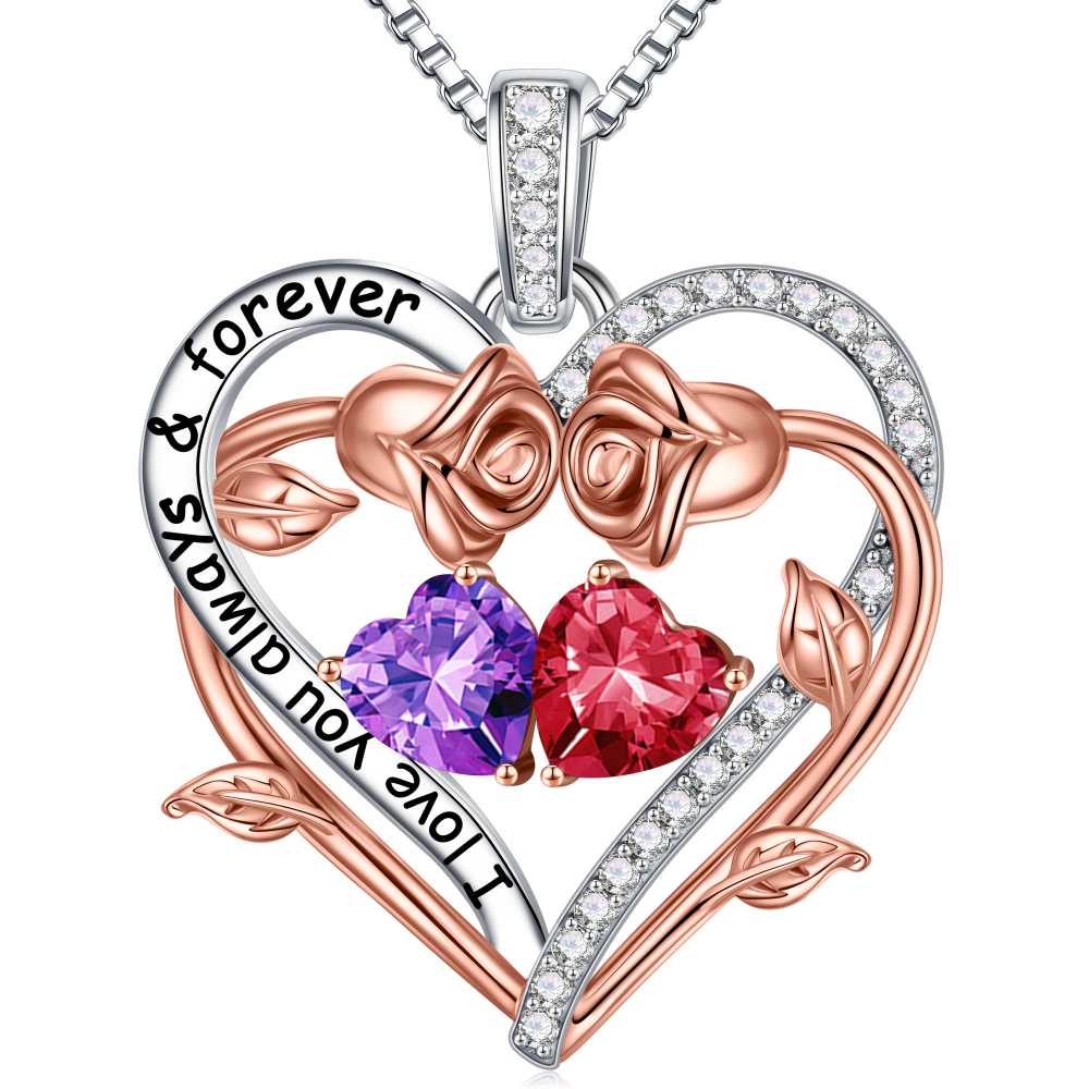 Iefil August October Birthstone Necklace Birthday Gifts for Mom Grandma, Anniversary Birthday Gift for Her Birthstone Jewelry Peridot Necklace Pink Sapphire Necklaces
