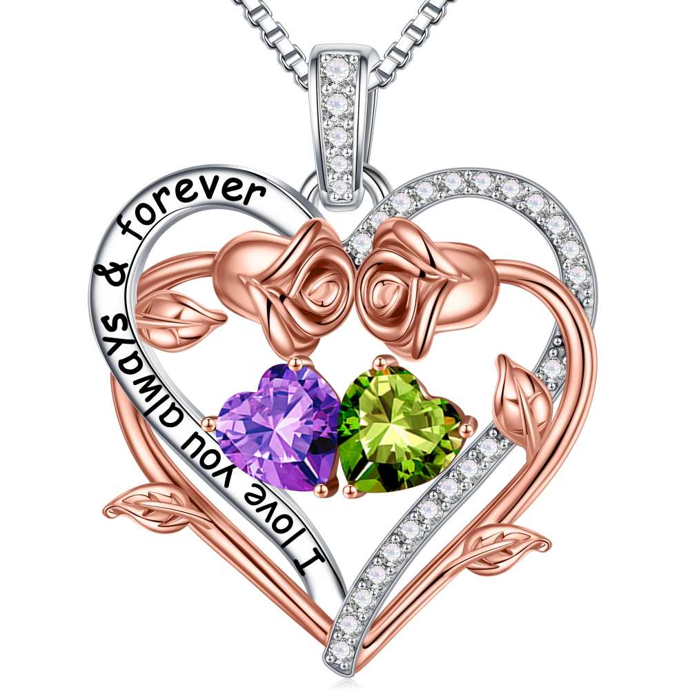 Iefil August October Birthstone Necklace Birthday Gifts for Mom Grandma, Anniversary Birthday Gift for Her Birthstone Jewelry Peridot Necklace Pink Sapphire Necklaces