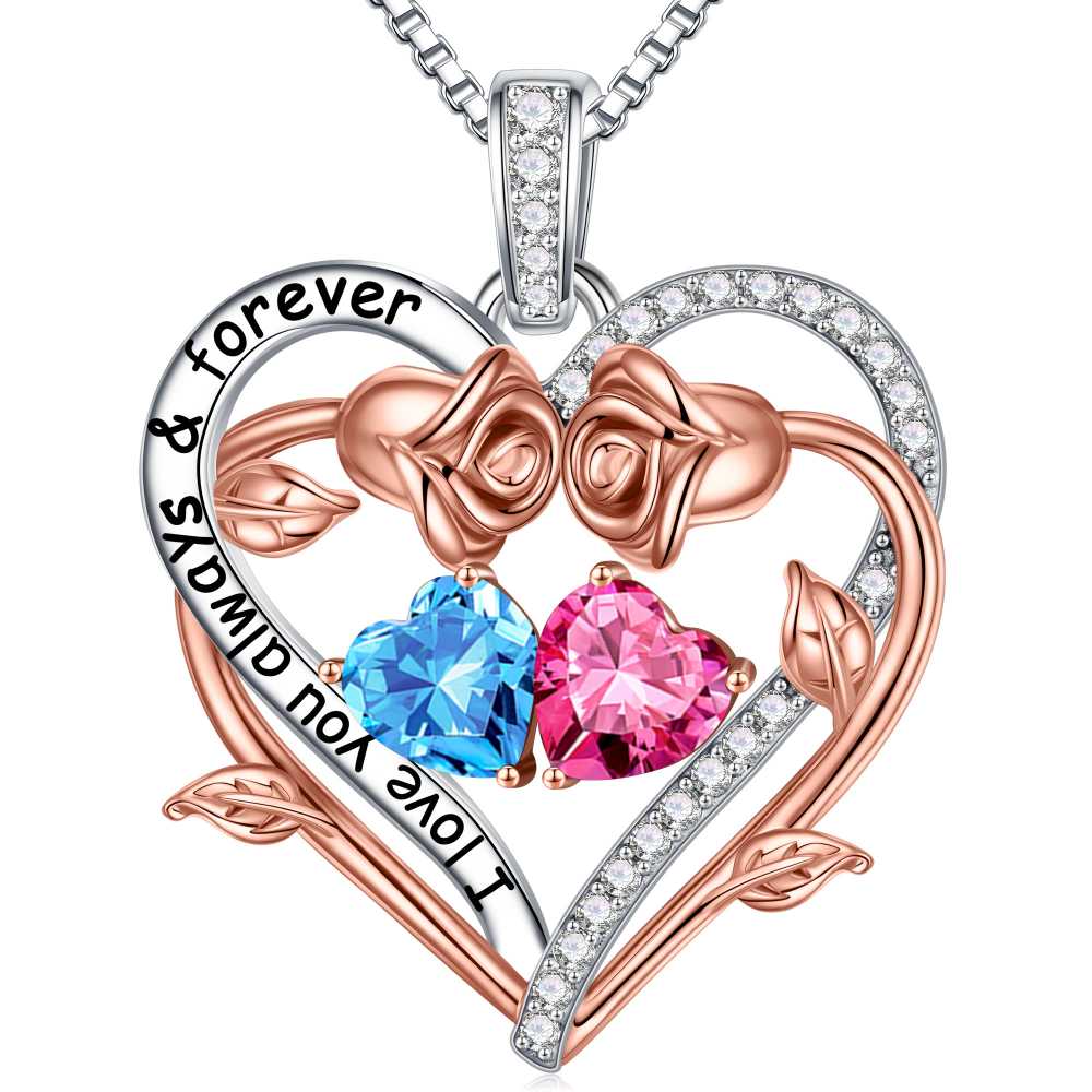 Iefil August October Birthstone Necklace Birthday Gifts for Mom Grandma, Anniversary Birthday Gift for Her Birthstone Jewelry Peridot Necklace Pink Sapphire Necklaces