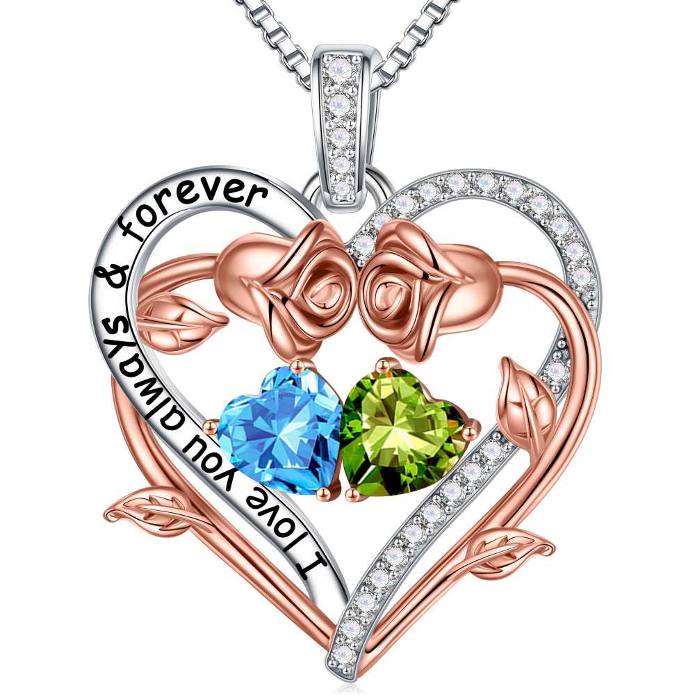 Iefil August October Birthstone Necklace Birthday Gifts for Mom Grandma, Anniversary Birthday Gift for Her Birthstone Jewelry Peridot Necklace Pink Sapphire Necklaces