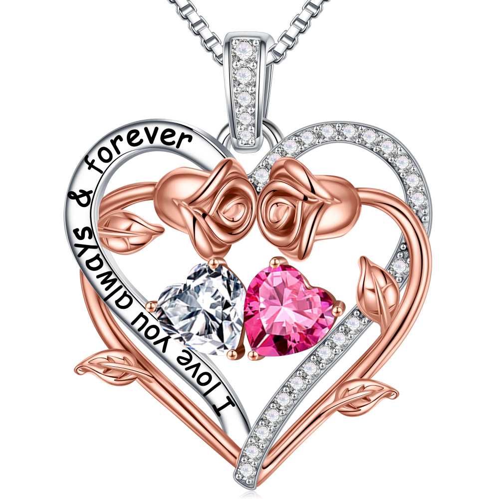 Iefil August October Birthstone Necklace Birthday Gifts for Mom Grandma, Anniversary Birthday Gift for Her Birthstone Jewelry Peridot Necklace Pink Sapphire Necklaces