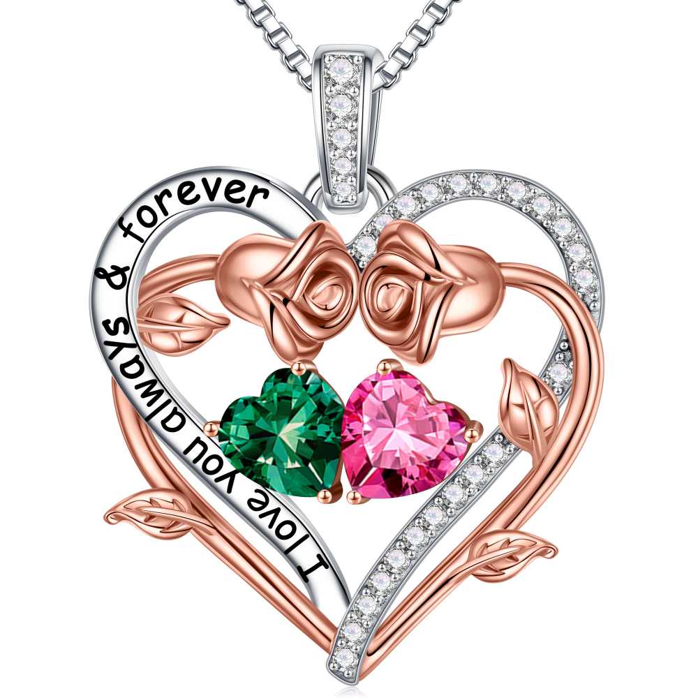 Iefil August October Birthstone Necklace Birthday Gifts for Mom Grandma, Anniversary Birthday Gift for Her Birthstone Jewelry Peridot Necklace Pink Sapphire Necklaces