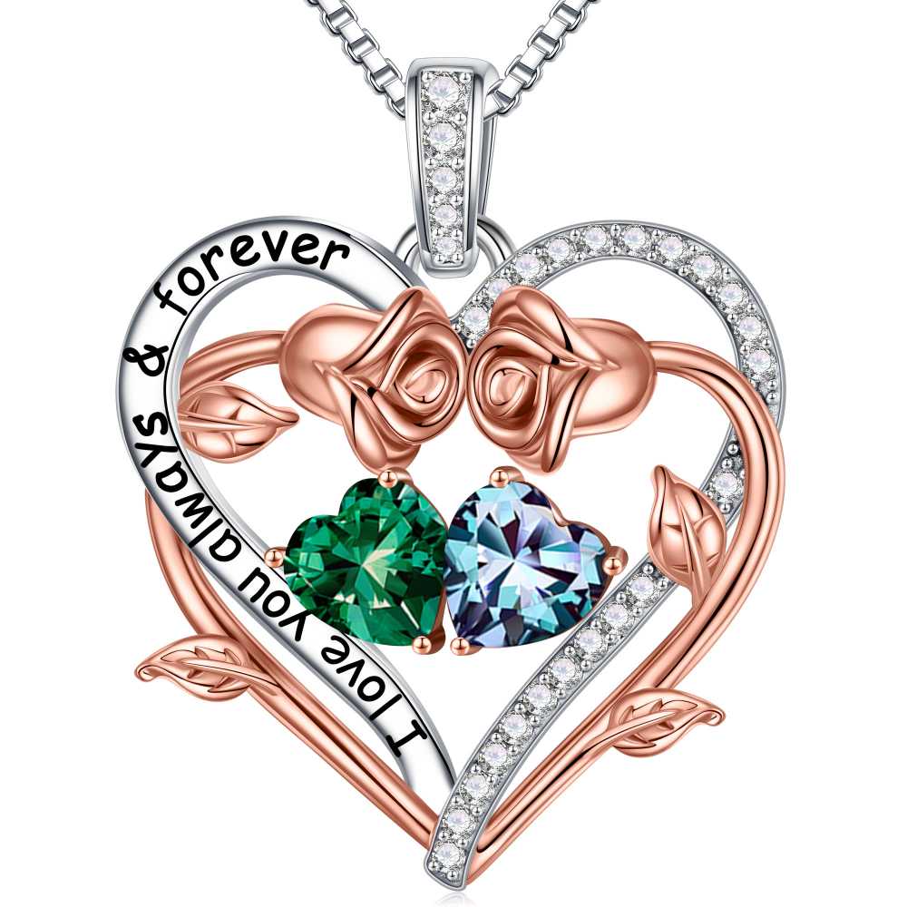 Iefil August October Birthstone Necklace Birthday Gifts for Mom Grandma, Anniversary Birthday Gift for Her Birthstone Jewelry Peridot Necklace Pink Sapphire Necklaces