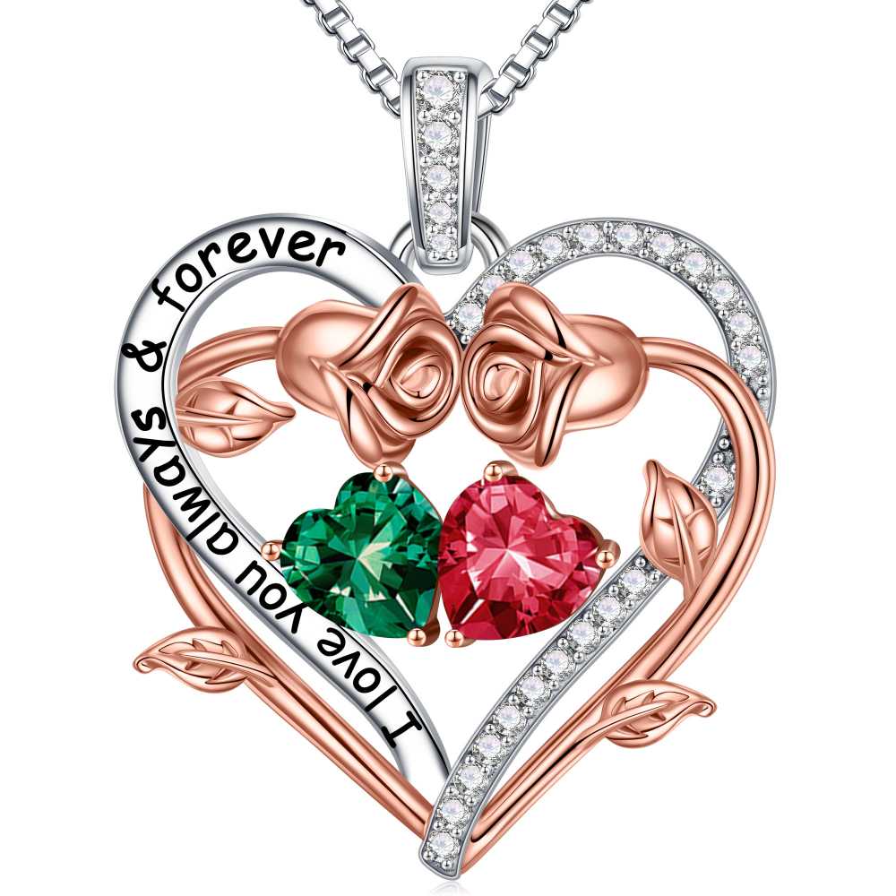 Iefil August October Birthstone Necklace Birthday Gifts for Mom Grandma, Anniversary Birthday Gift for Her Birthstone Jewelry Peridot Necklace Pink Sapphire Necklaces