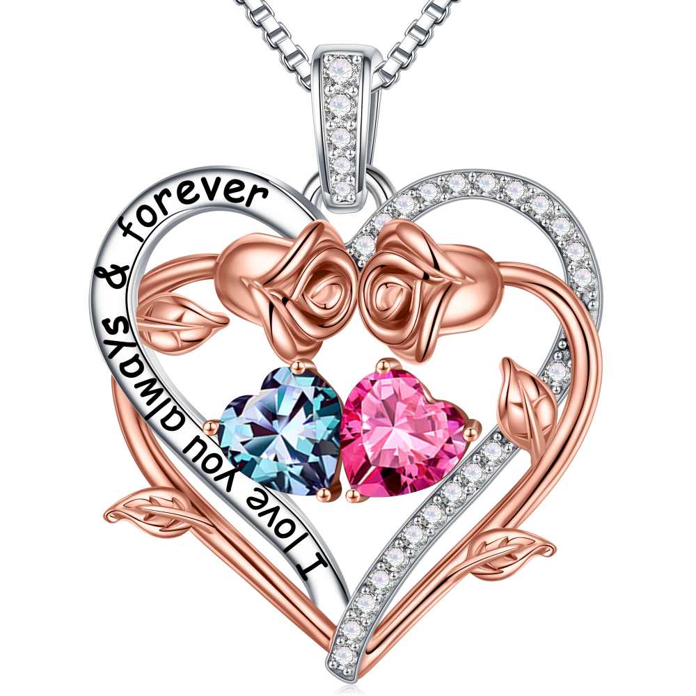 Iefil August October Birthstone Necklace Birthday Gifts for Mom Grandma, Anniversary Birthday Gift for Her Birthstone Jewelry Peridot Necklace Pink Sapphire Necklaces